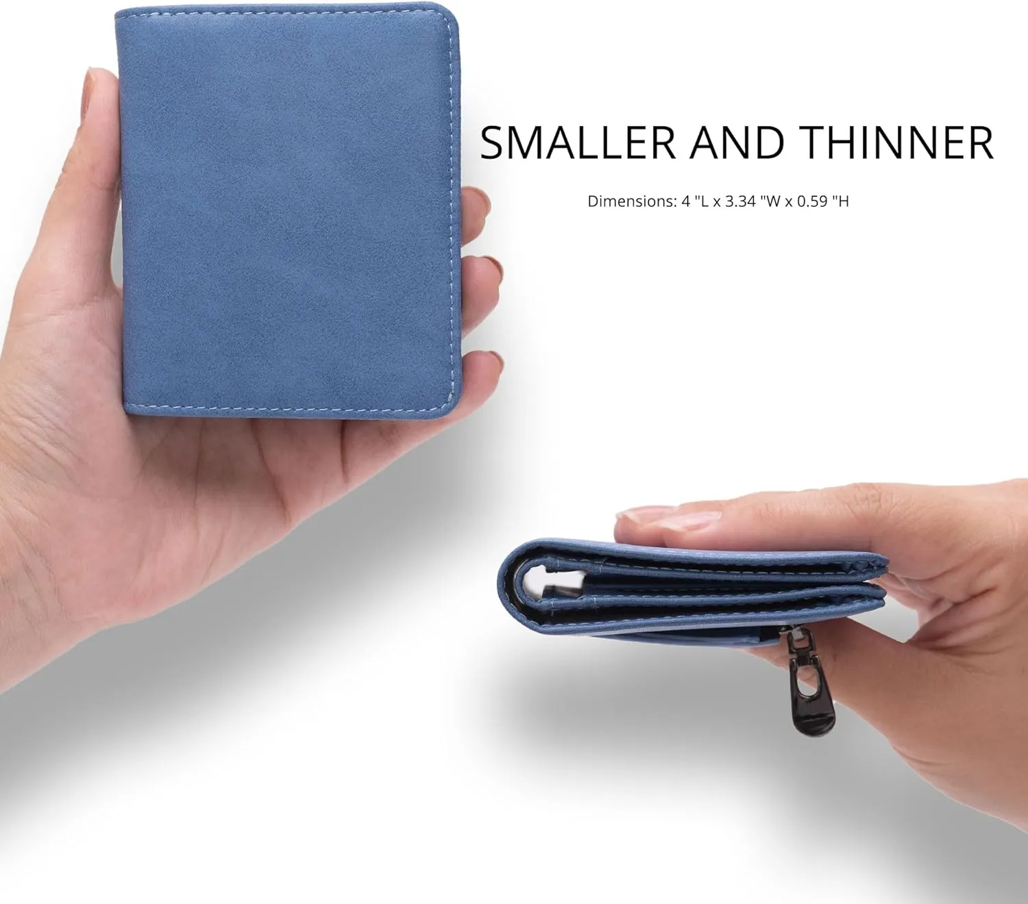 Alldaily Small RFID Wallet for Women Slim Compact Bifold Pocket Ladies Travel Mini Purse (Blue)