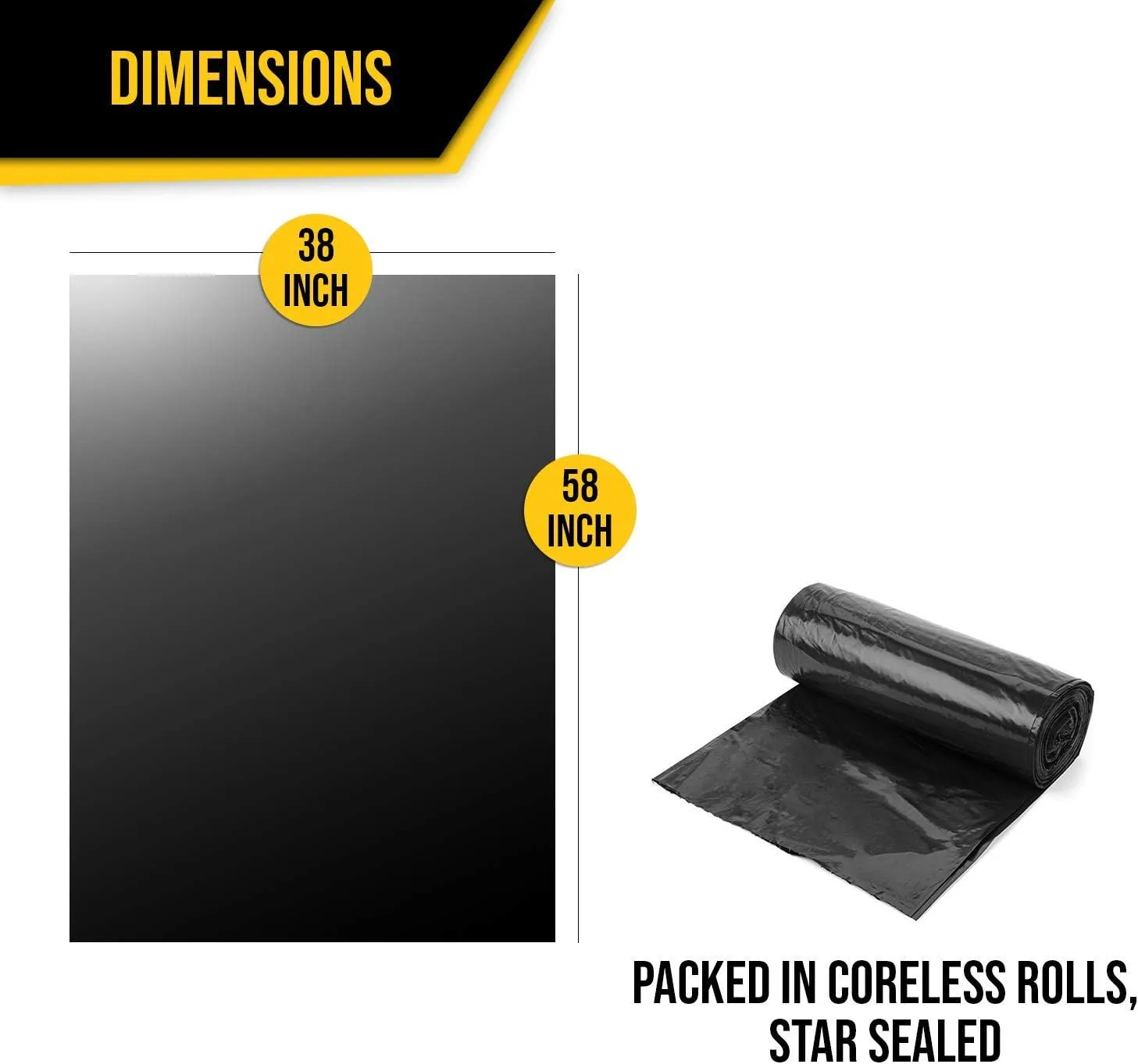 Aluf Plastics RCM-3858XXX 55-60 Gallon 2.0 MIL (eq) Black Heavy Duty Trash Can Liners - 38" x 58" - Pack of 100 - For Contractor, Industrial, Commercial