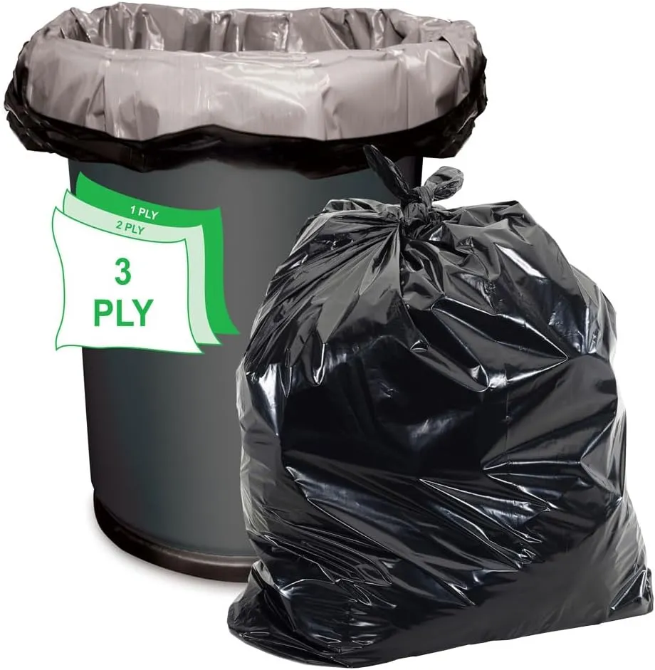 Aluf Plastics RCM-3858XXX 55-60 Gallon 2.0 MIL (eq) Black Heavy Duty Trash Can Liners - 38" x 58" - Pack of 100 - For Contractor, Industrial, Commercial