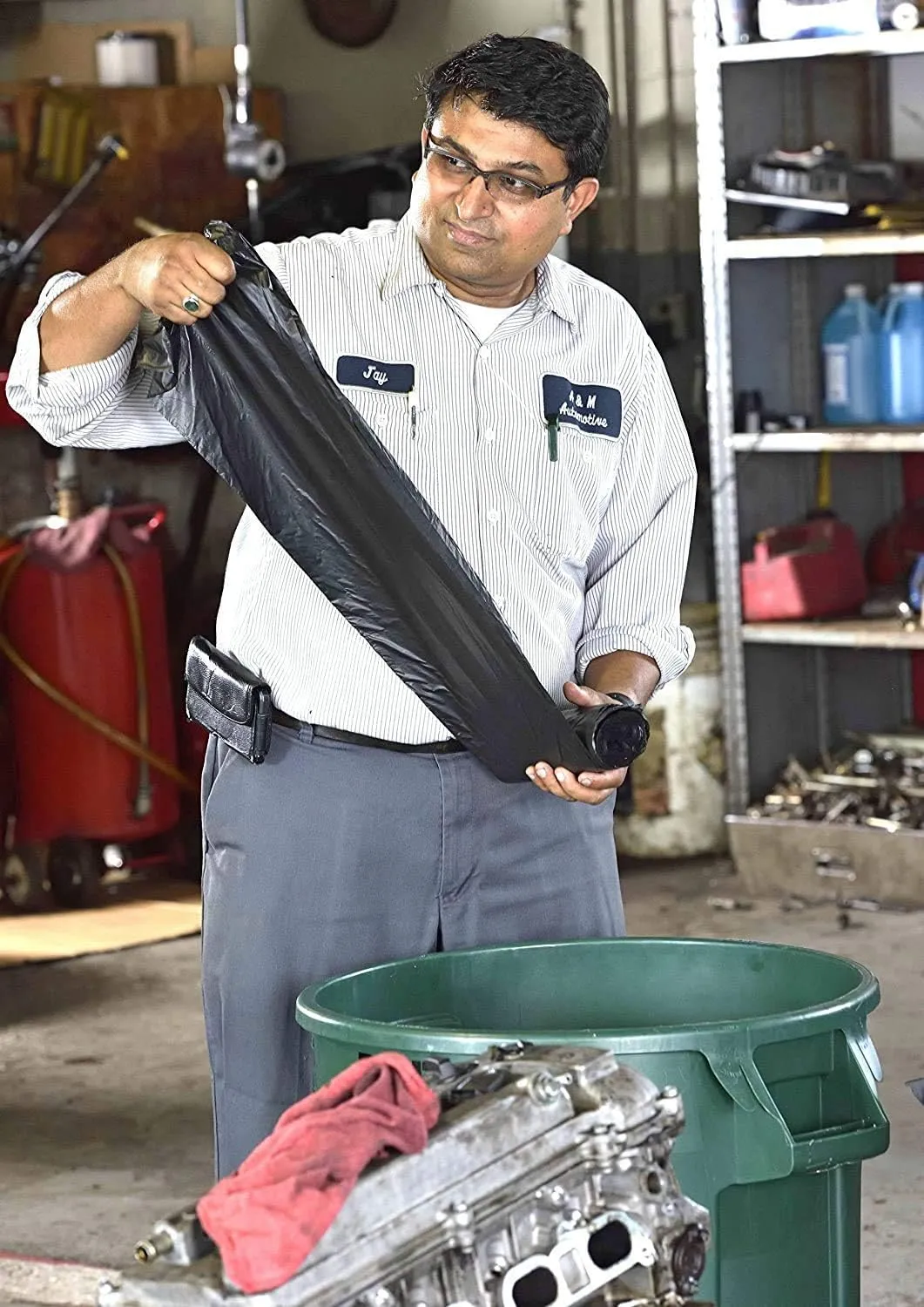 Aluf Plastics RCM-3858XXX 55-60 Gallon 2.0 MIL (eq) Black Heavy Duty Trash Can Liners - 38" x 58" - Pack of 100 - For Contractor, Industrial, Commercial