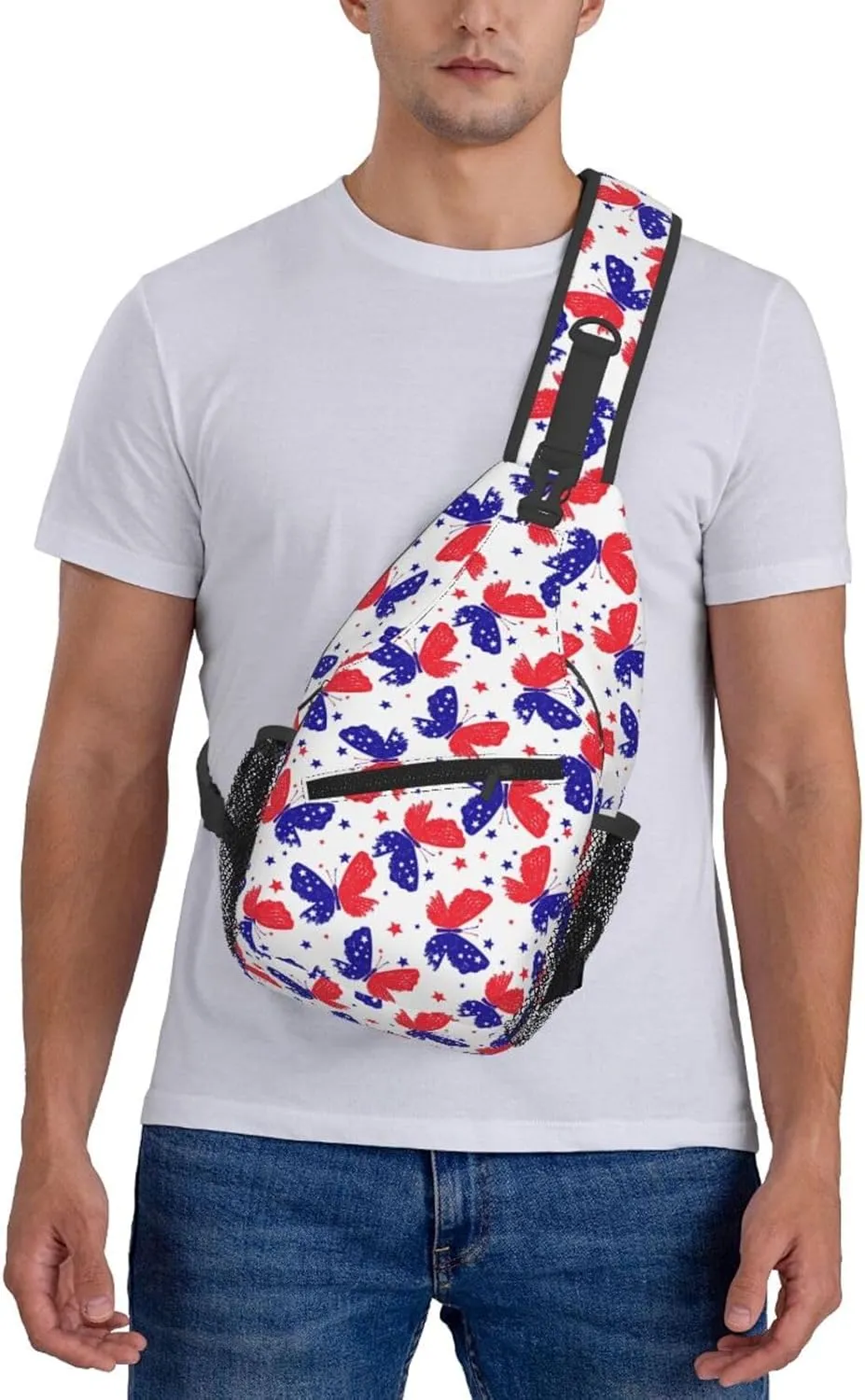 American Flag Butterfly Sling Backpack For Men Women Chest Bag Crossbody Shoulder Bag Gym Cycling Travel Hiking Daypack