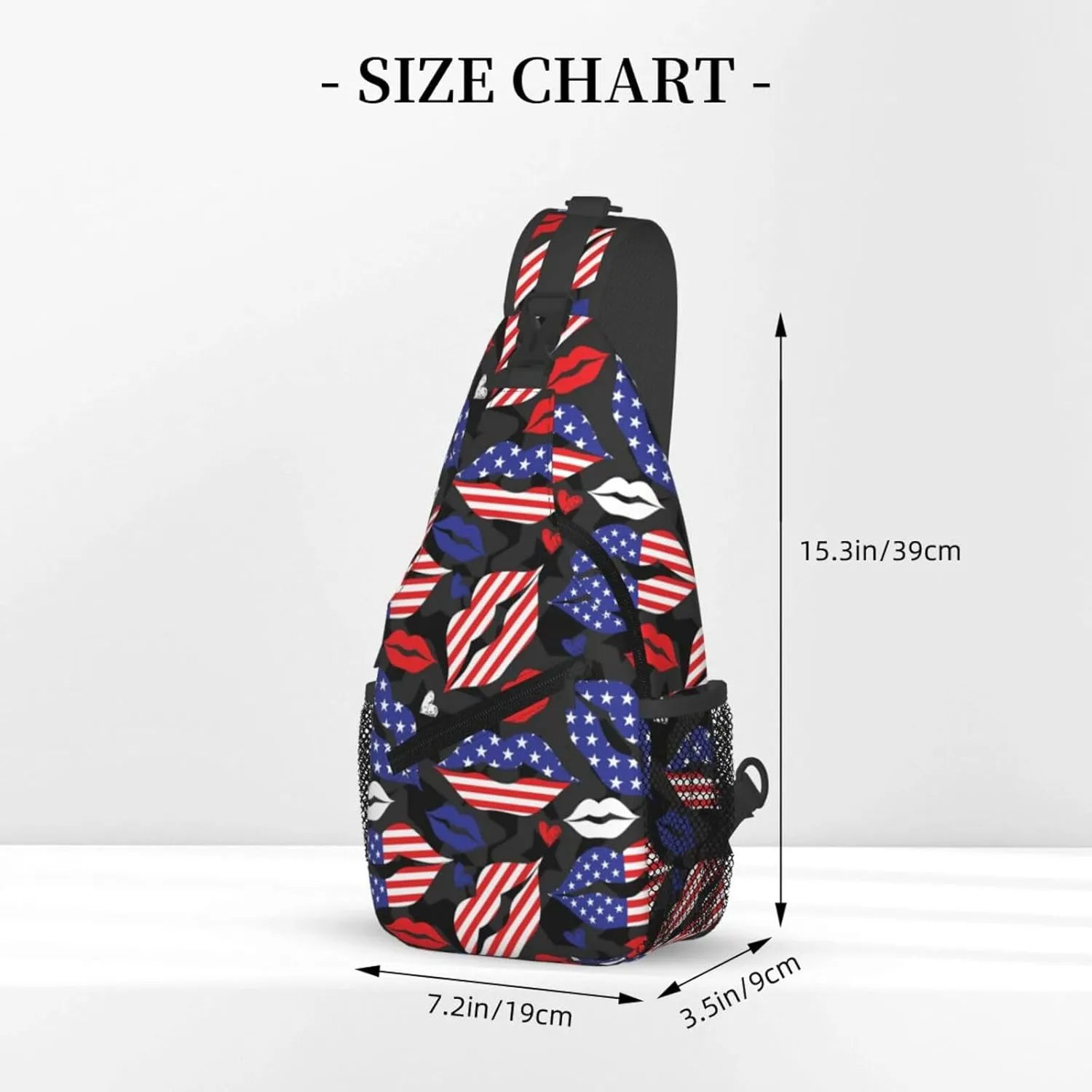 American Flag Lip Sling Backpack For Men Women Chest Bag Crossbody Shoulder Bag Gym Cycling Travel Hiking Daypack