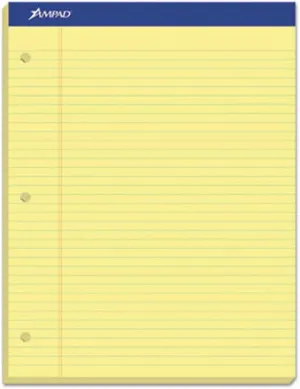Ampad Evidence Dual Pad, Narrow/Margin Ruled, Size 8.5 x 11.75 Inches, Canary Paper, 100 Sheets Per Pad (20-246),