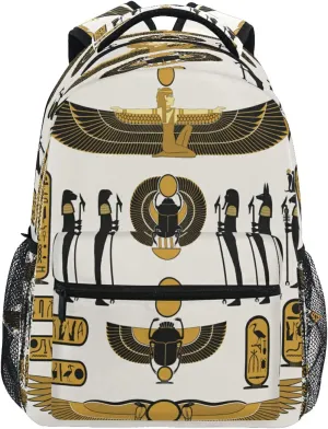 Ancient Egyptian Print School Backpack for Teens Girls Kids Boys, Egypt Sun Art Women Men Adult 15 in Laptop Backpack Casual Elementary Student College Bookbag Travel Hiking Camping Daypack…