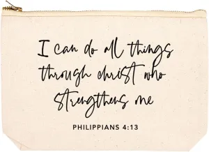 Andaz Press Funny Makeup Bag Canvas Cosmetic Bag I Can Do All Things Through Christ Who Strengthens Me Makeup Pouch For Purse Travel Pouch Funny Pencil Bag Cute Birthday Gifts for Women 6.5 x 9 Inch