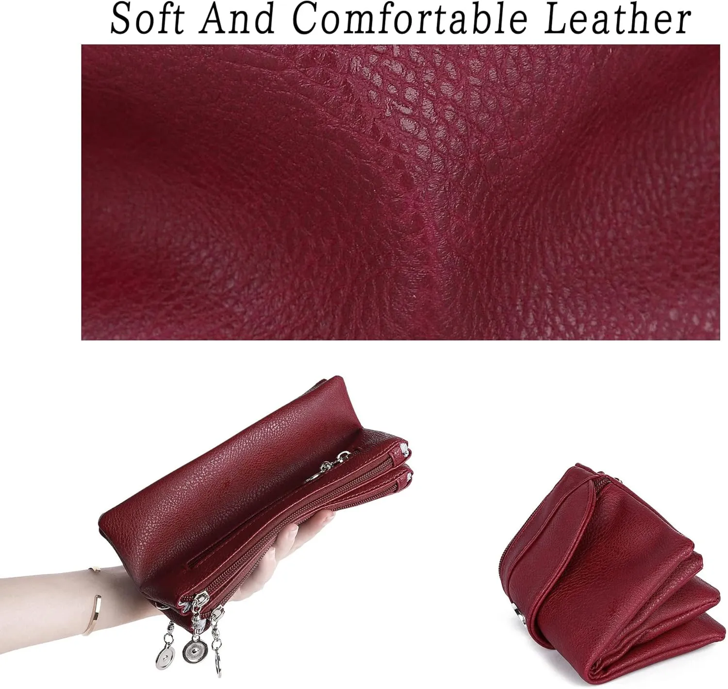 Angel Kiss Crossbody Bags Small Purses for Women Vegan Leather Cell Phone Wallet Purse with Wristlet Strap