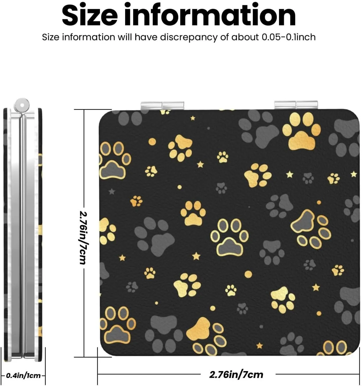 Animal Dog Paw Print Women Handheld Makeup Mirror Portable Compact Mirror Folding Mini Cosmetic Mirror
