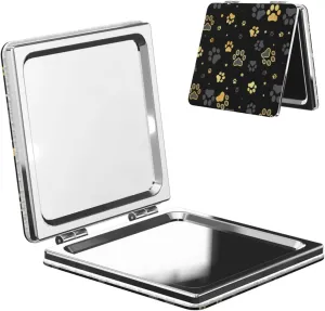Animal Dog Paw Print Women Handheld Makeup Mirror Portable Compact Mirror Folding Mini Cosmetic Mirror