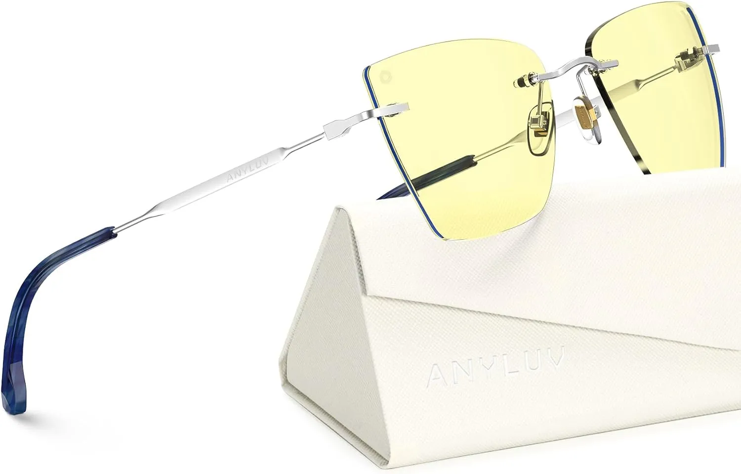 ANYLUV Rimless Blue Light Glasses for Woman, Anti Eyestrain Computer Reading Glasses, Stylish Blue Light Blocking Glasses
