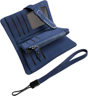 AOXONEL Women's Small Bifold Leather wallet Rfid blocking Ladies Wristlet with Card holder id window Coin Purse