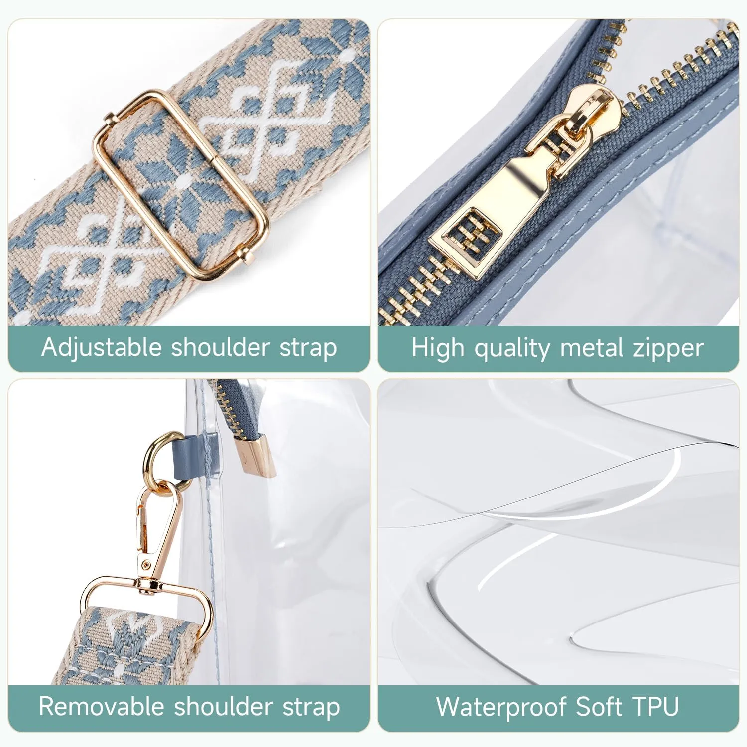 APHISON Clear Bag for Stadium Events,Letter Small Clear Purses for Women Stadium Approved Crossbody Bag for Concerts Sports