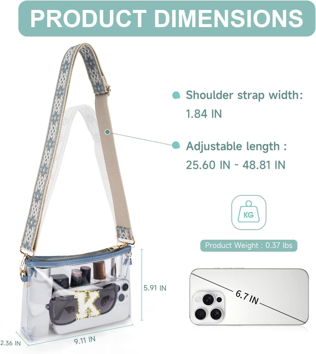 APHISON Clear Bag for Stadium Events,Letter Small Clear Purses for Women Stadium Approved Crossbody Bag for Concerts Sports