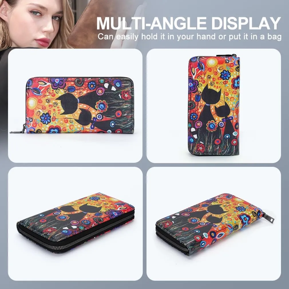 APHISON Wallet Women Large Capacity Clutch Purse For Ladies Card Holder RFID Wristlet Phone Zipper Coin Travel Pocket