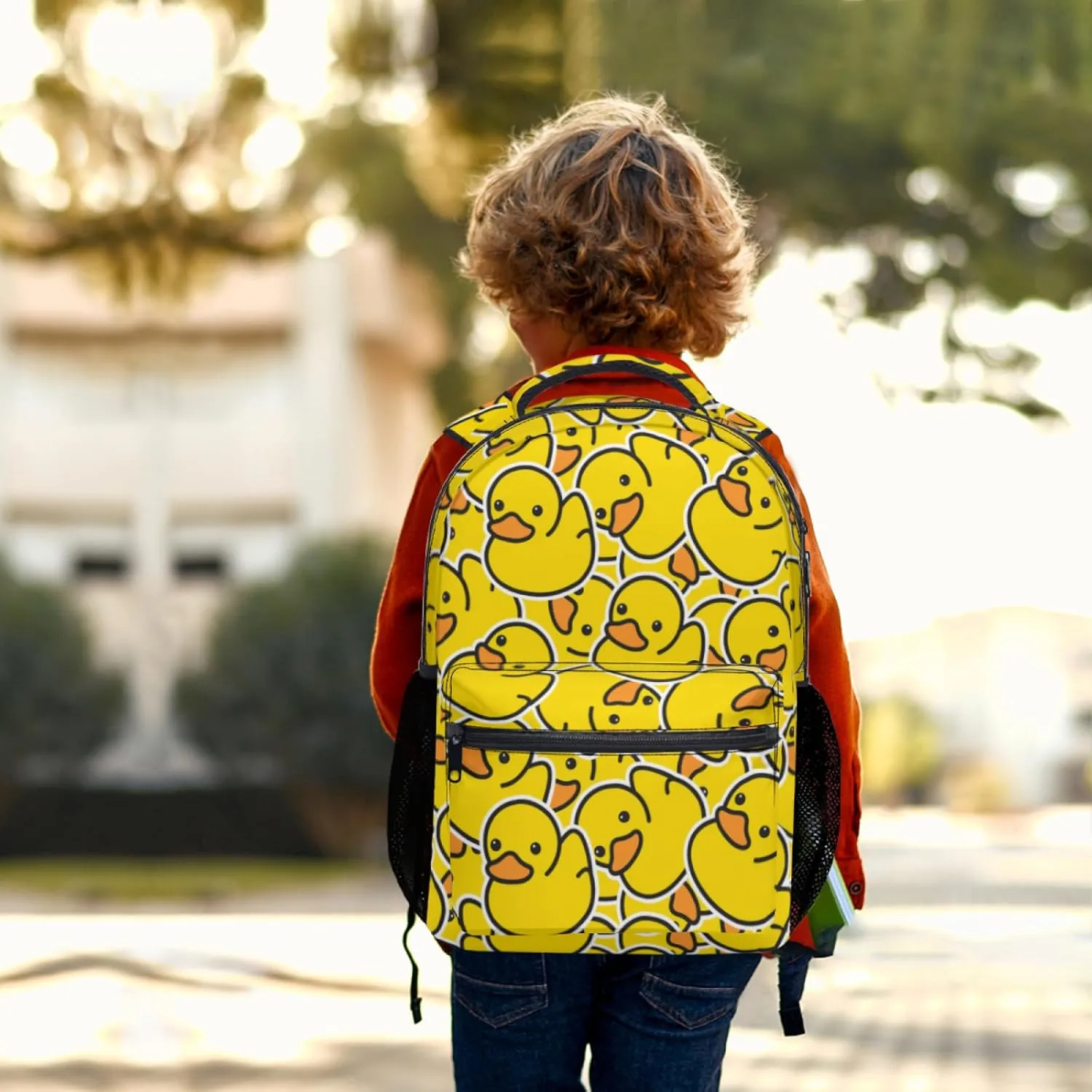 aportt Yellow Duck Kids Backpack for School Casual Daypack Backpacks Cute Ducky Lightweight Book Bag Ducks Pattern Shoulder Bag for Boys Girls Students Travel Camping Outdoor