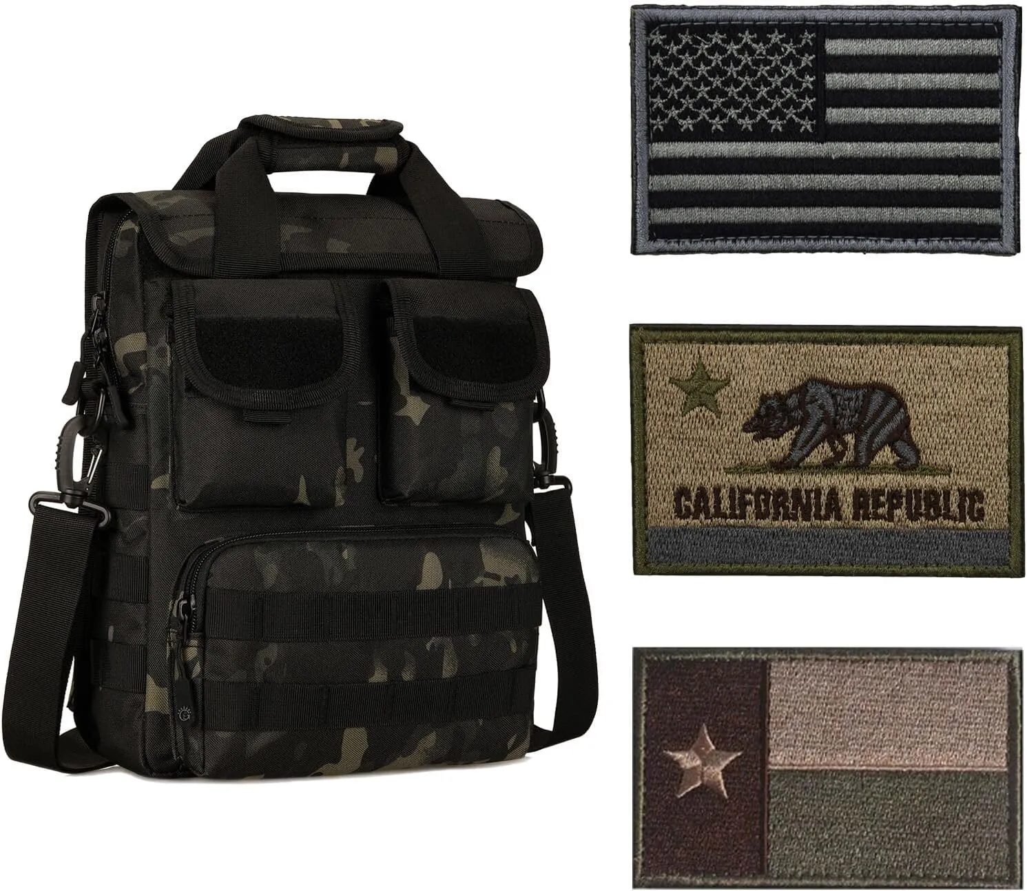 ArcEnCiel Tactical Messenger Bag Men MOLLE Sling Pack  3PCS-Patch