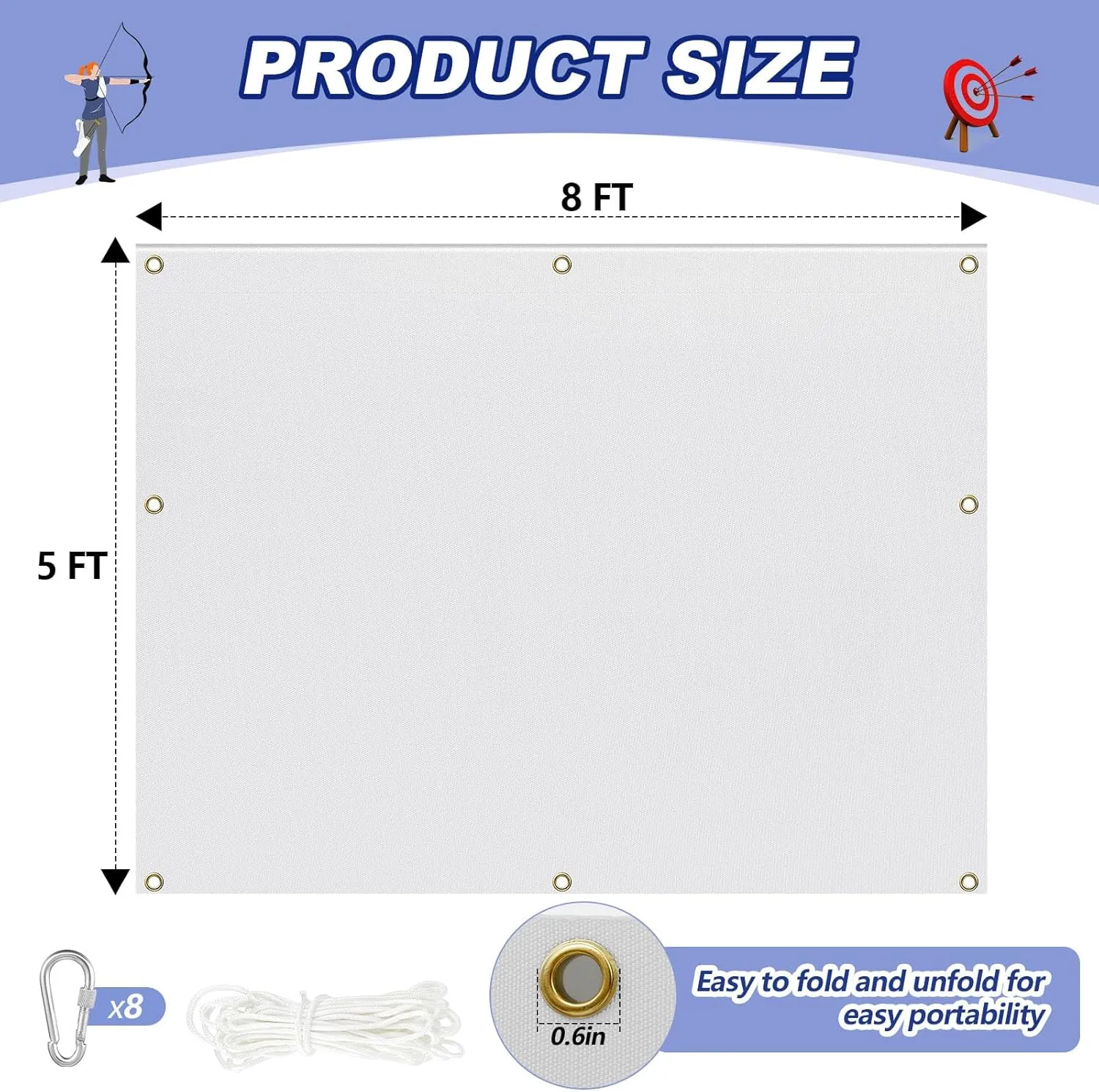 Archery Backstop Netting Heavy Duty with Rope and Hooks Slingshot Archery Net for Backyard Shooting Accessories