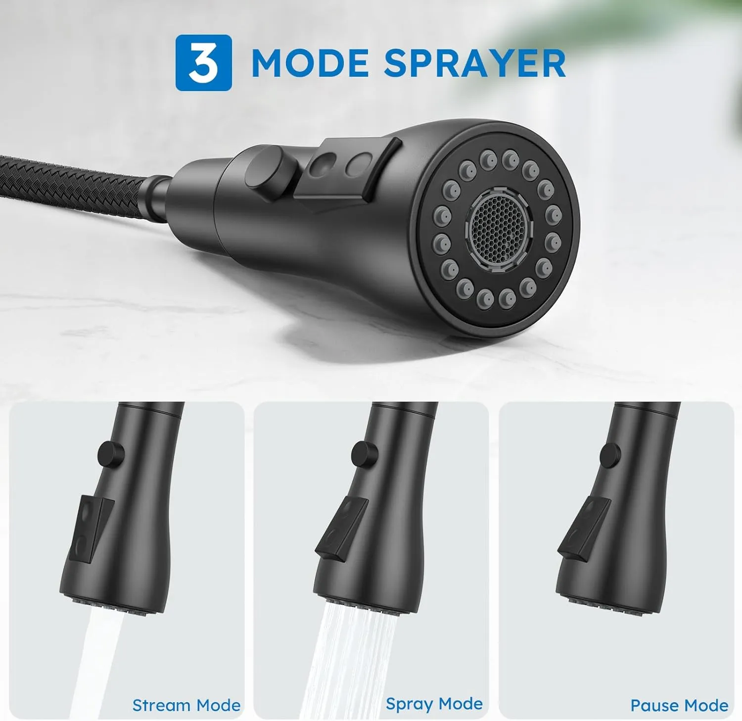 Arofa Matte Black Kitchen Faucet, Kitchen Sink Faucet with Pull Down Sprayer Single Handle Stainless Steel Commercial Modern for 1 or 3 Hole Farmhouse Camper Laundry Utility Rv Bar Sinks