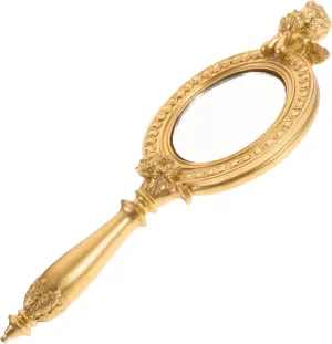 ARTIBETTER Hand Held Mirror Vintage Handheld Mirror Handle Hand Mirror Makeup Mirror Cosmetic Clear Mirror Vanity Mirror Decorative Cute Mirror for Women Travel Girls Golden Vintage Decor