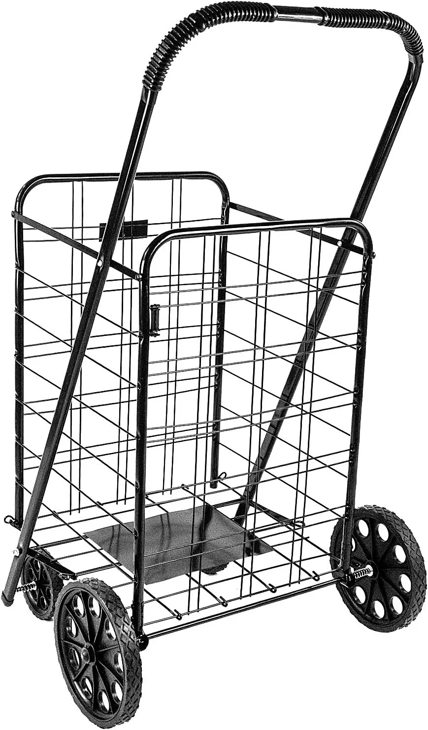 ATH Large Deluxe Rolling Utility / Shopping Cart - Stowable Folding Heavy Duty Cart with Rubber Wheels For Haul Laundry, Groceries, Toys, Sports Equipment, (Black, XL)
