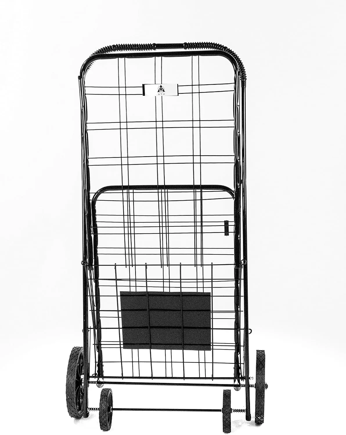 ATH Large Deluxe Rolling Utility / Shopping Cart - Stowable Folding Heavy Duty Cart with Rubber Wheels For Haul Laundry, Groceries, Toys, Sports Equipment, (Black, XL)