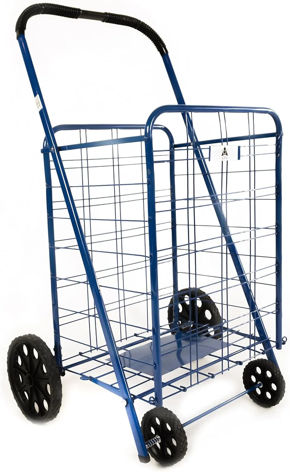 ATH Large Deluxe Rolling Utility / Shopping Cart - Stowable Folding Heavy Duty Cart with Rubber Wheels For Haul Laundry, Groceries, Toys, Sports Equipment, (Blue, XL)