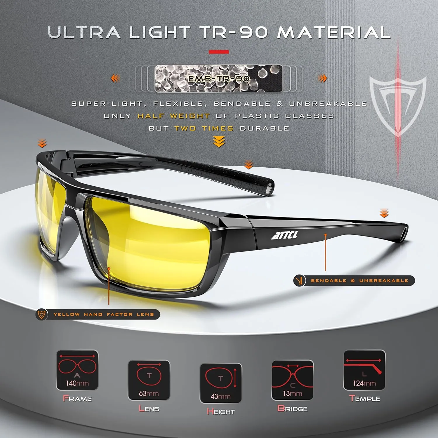 ATTCL Polarized Wrap Sunglasses For Men - Fishing Sports Glasses UV Protection