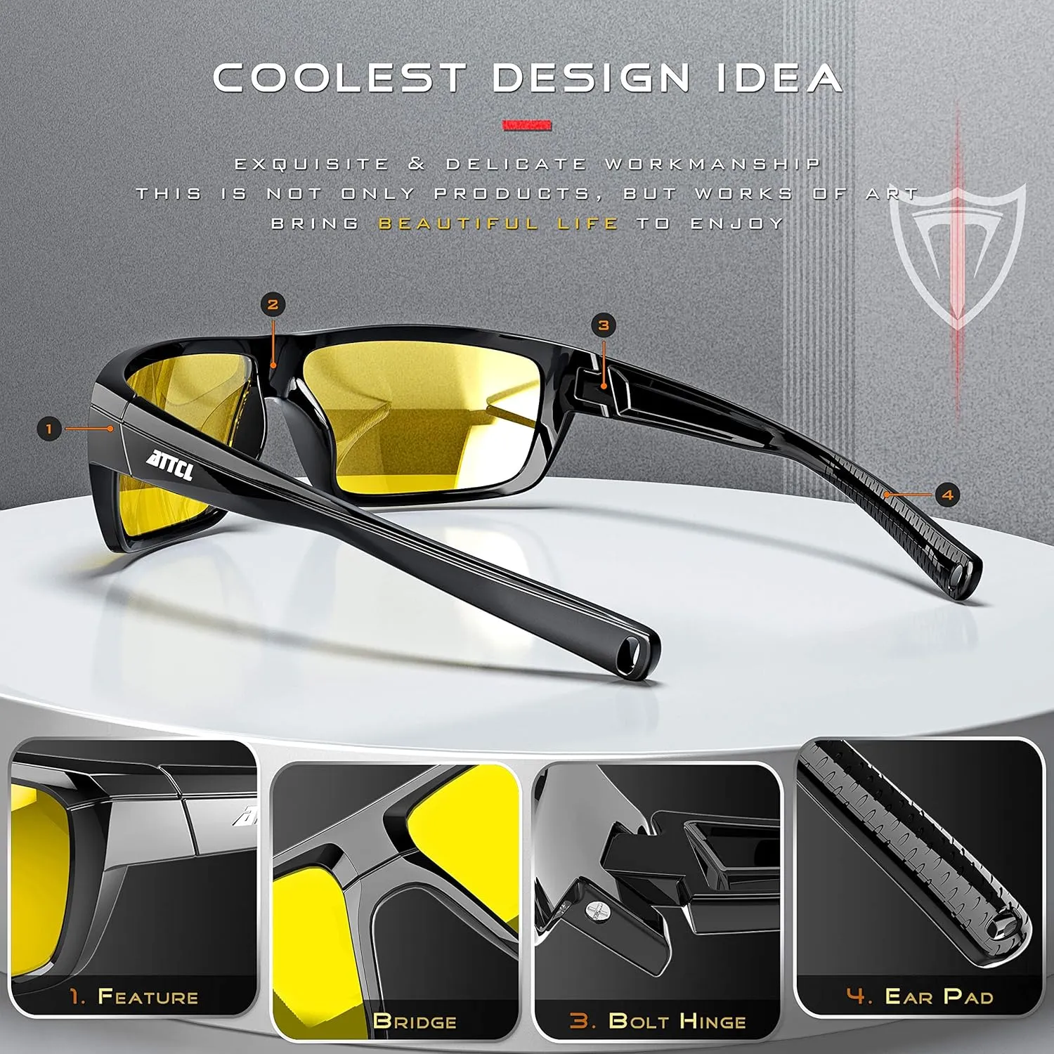 ATTCL Polarized Wrap Sunglasses For Men - Fishing Sports Glasses UV Protection