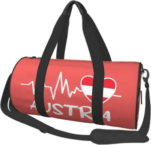 Austria Heartbeat Duffel Bag Gym Bag Travel Sports Tote Large Foldable Beach Swim Yoga1