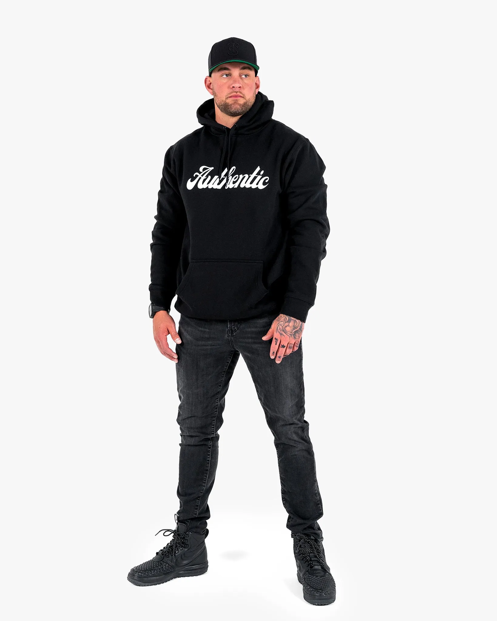 Authentic Hoodie - Black w/ White