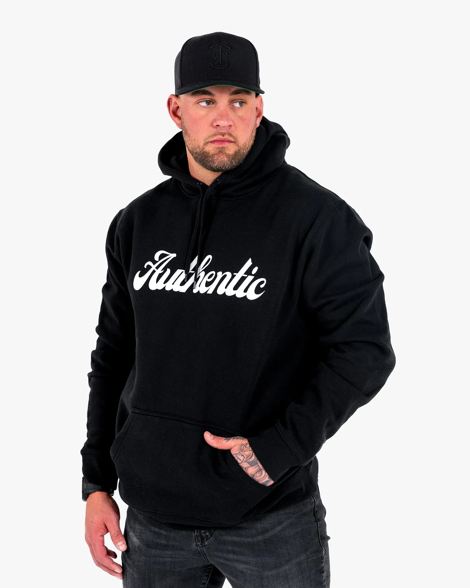 Authentic Hoodie - Black w/ White