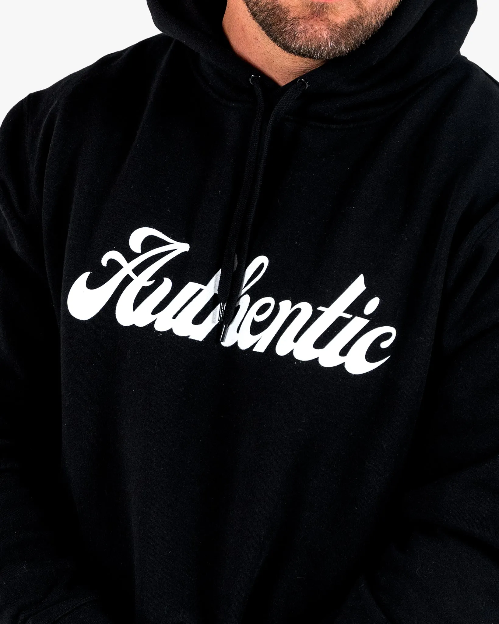 Authentic Hoodie - Black w/ White