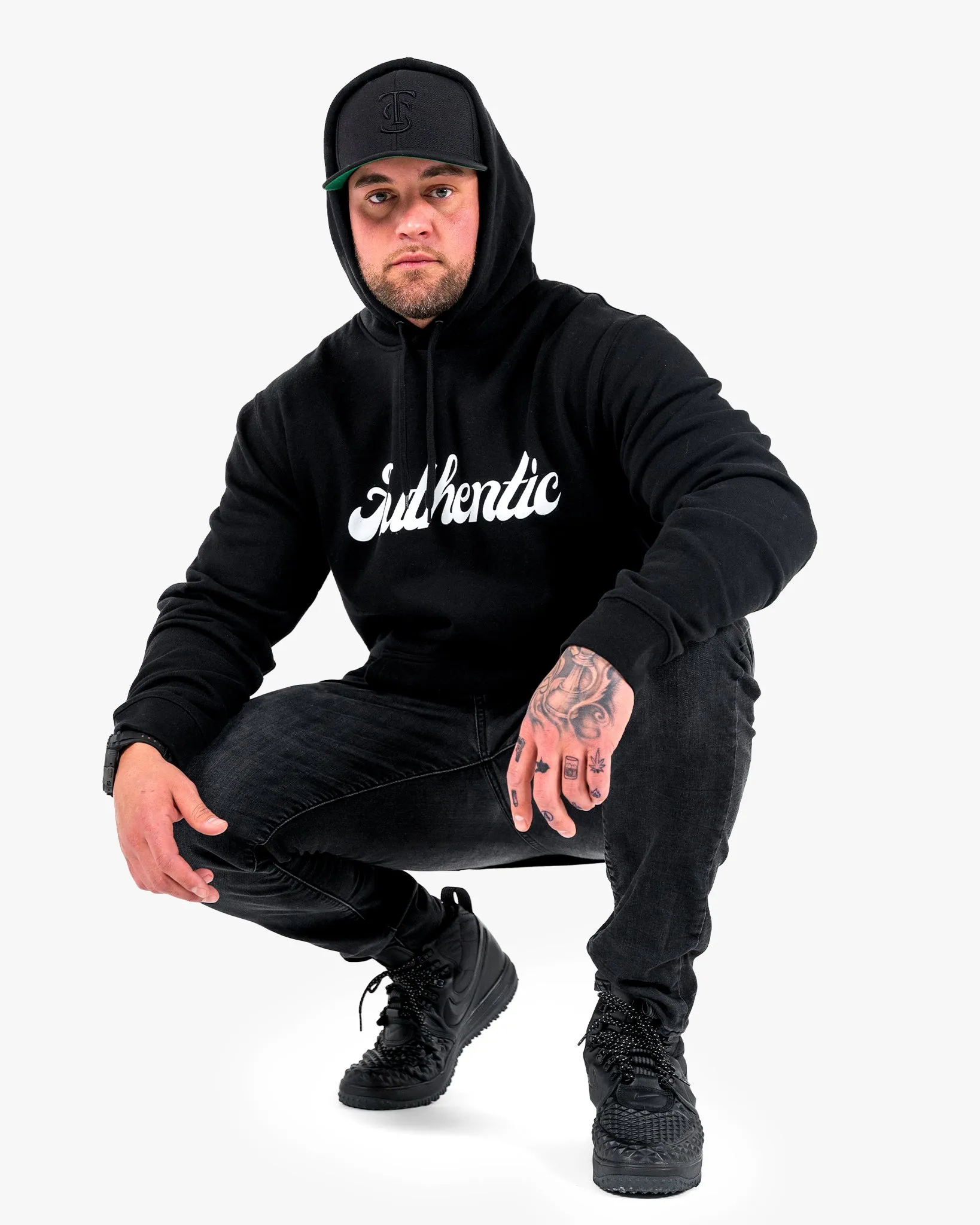Authentic Hoodie - Black w/ White