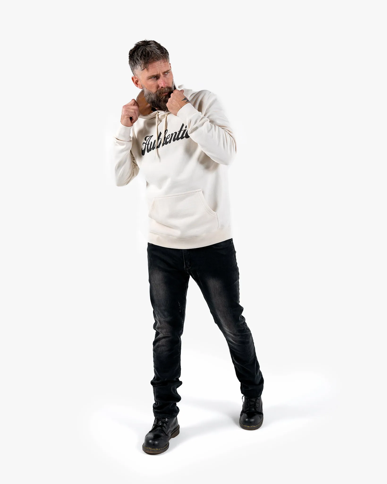 Authentic Hoodie - Creme w/ Black