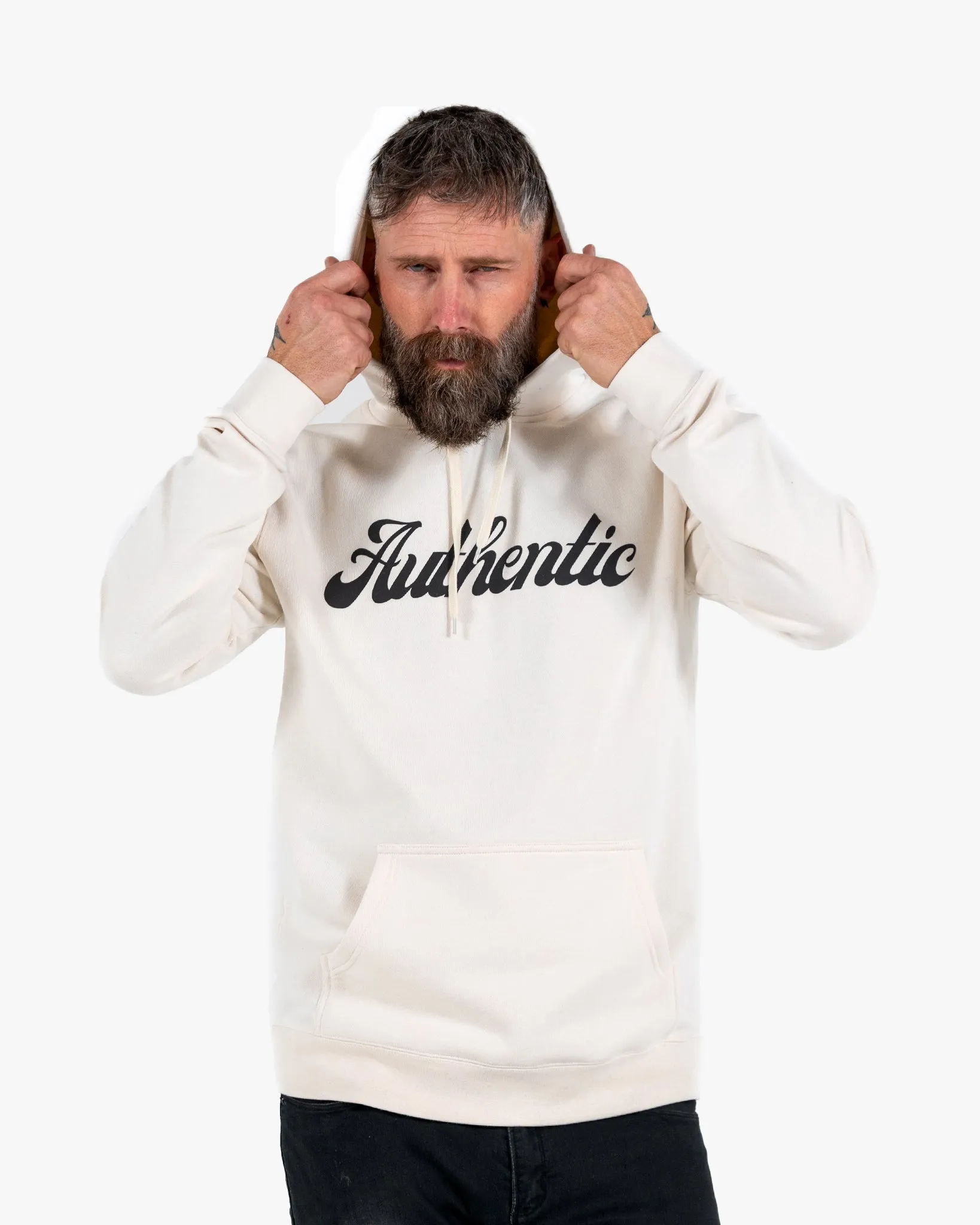 Authentic Hoodie - Creme w/ Black