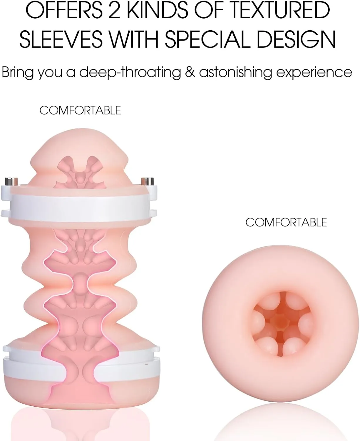Automatic Male Masturbators Cup - Hands Free Visible Masturbator Cup Blowjob Machine with 10 Thrusting & 2 Realistic Sleeves & Wearable Strap Adult Sex Toys for Men Pleasure | 50db Quiet