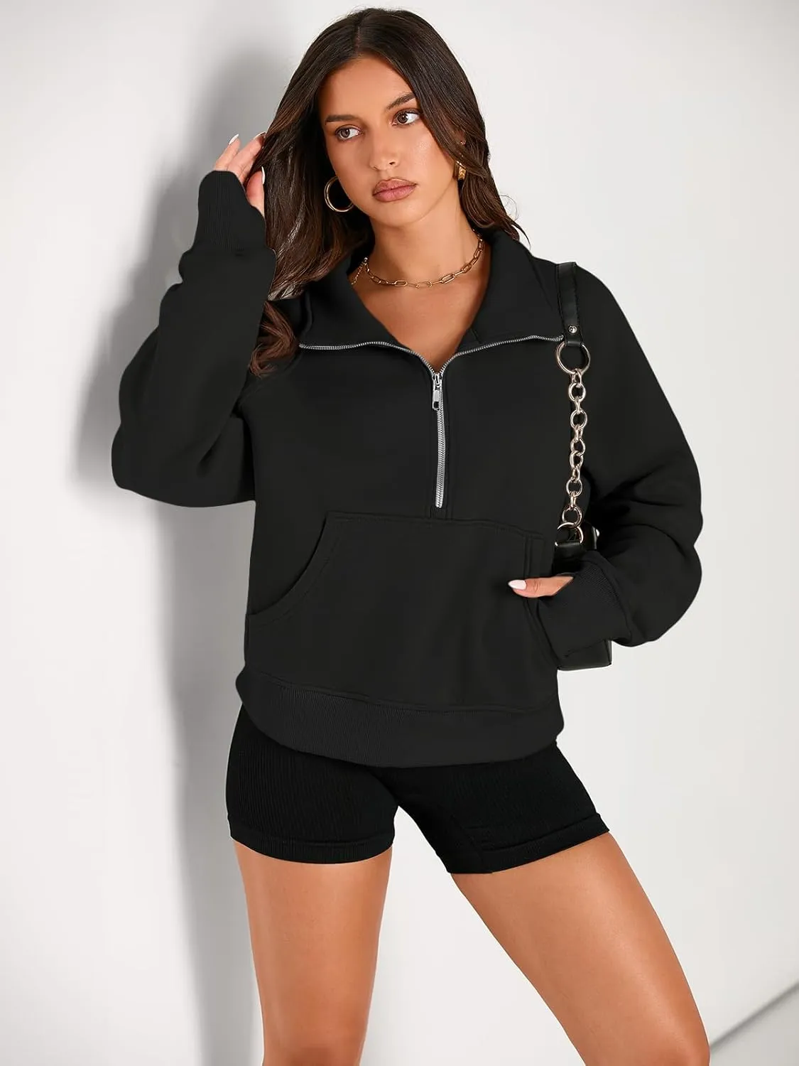 AUTOMET Womens Sweatshirts Half Zip Cropped Pullover Fleece Quarter Zipper Hoodies 2025 Fall Fashion Outfits Clothes