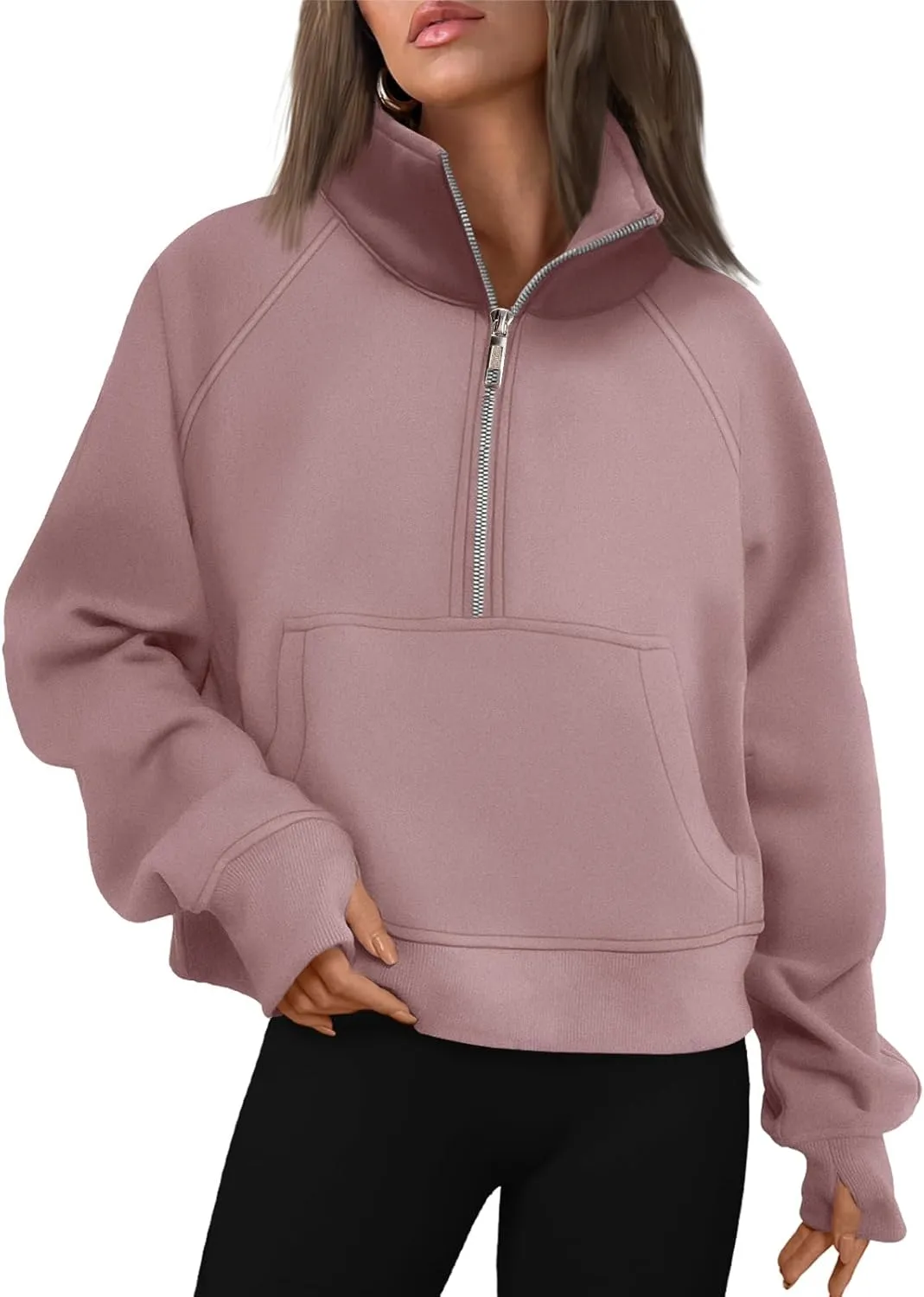 AUTOMET Womens Sweatshirts Half Zip Cropped Pullover Fleece Quarter Zipper Hoodies 2025 Fall Fashion Outfits Clothes