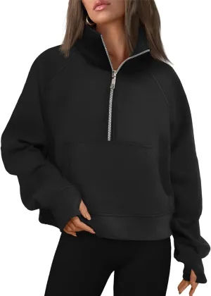 AUTOMET Womens Sweatshirts Half Zip Cropped Pullover Fleece Quarter Zipper Hoodies 2025 Fall Fashion Outfits Clothes