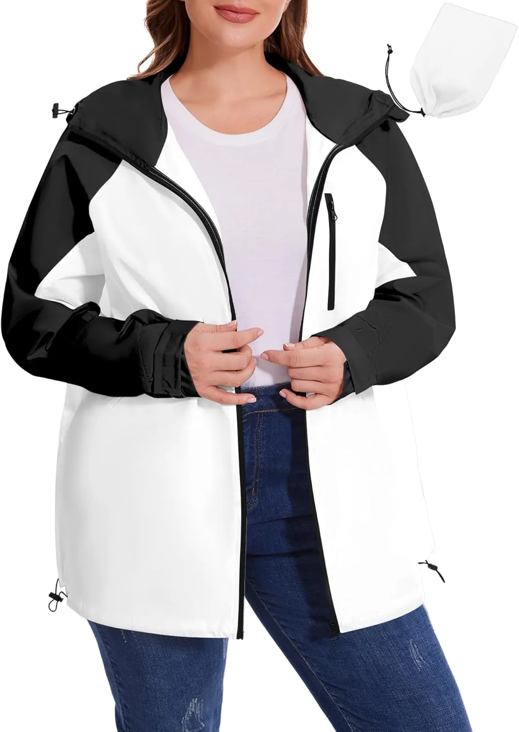 Avoogue Plus Size Raincoat for Women Rain Jacket Womens Waterproof with Hood Lightweight Windbreaker