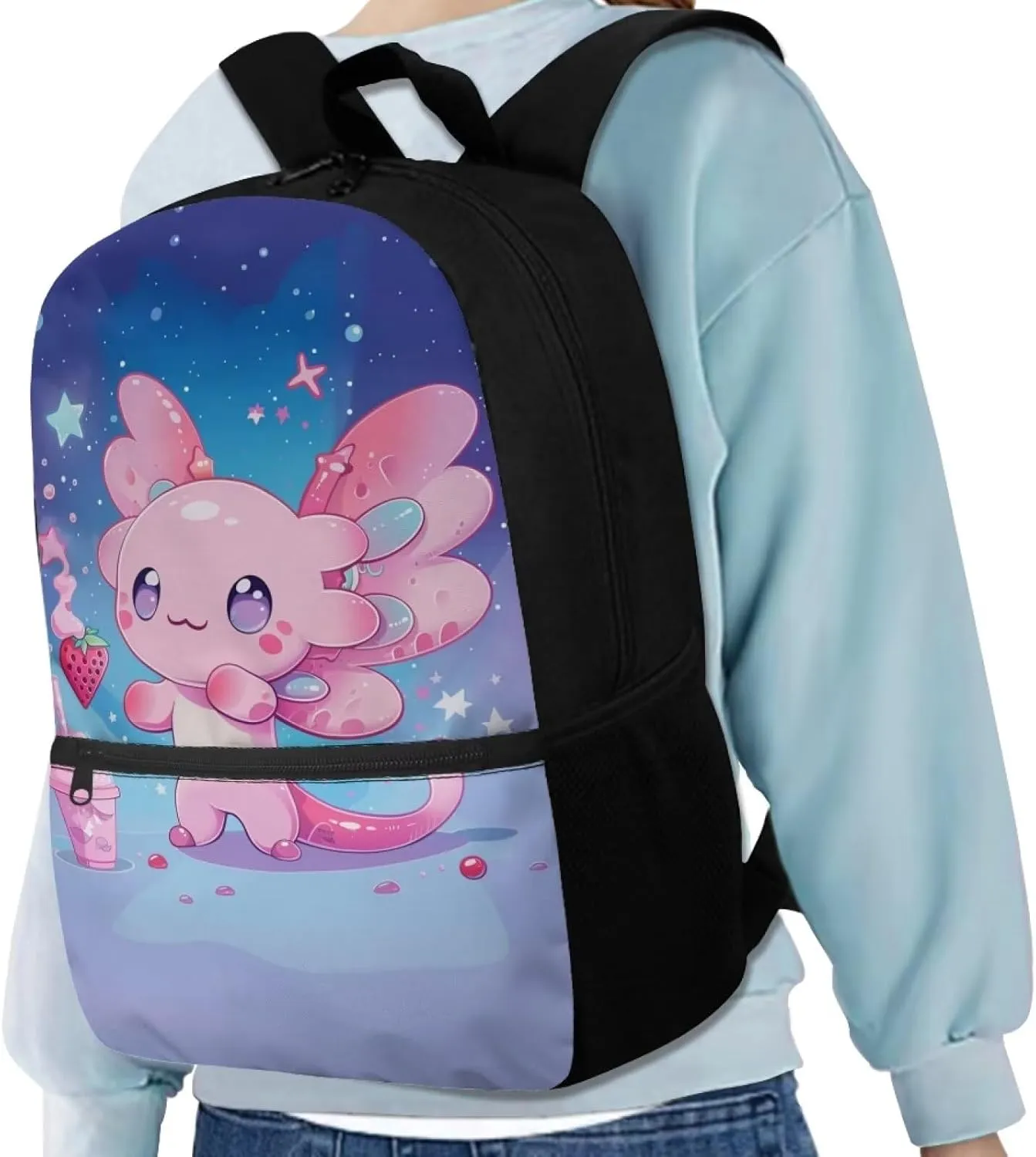 Axolotl Backpack for Girls 10-12/8-10 Middle School Bag Salamander Book Bag 1st Grade Bookbags for Kids 3Rd Grade/4Th Grade Elementary Schoolbag Student Back Pack