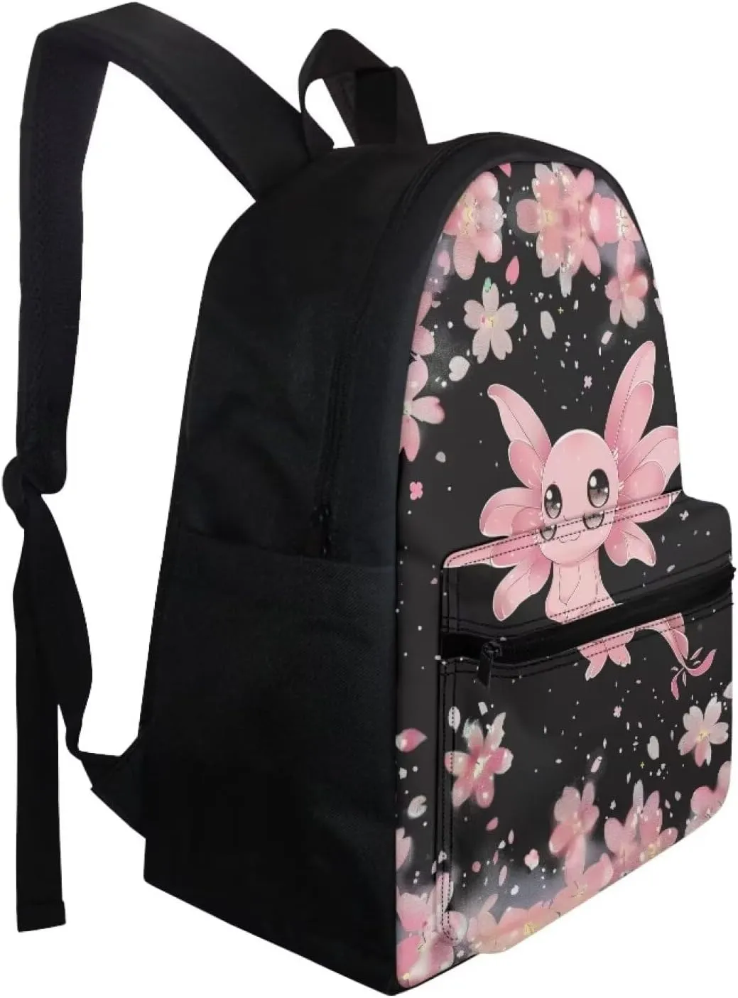 Axolotl Backpacks for Teen Girls with Lunch Box Cute Bookbags Aesthetic with Cherry Blossom Print Large Capacity Bookpack 3 in 1 Set for Teens Elementary Middle High School Students