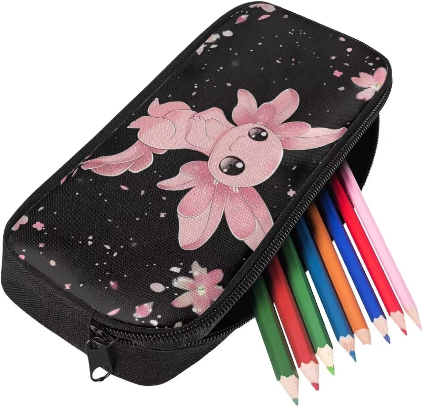 Axolotl Backpacks for Teen Girls with Lunch Box Cute Bookbags Aesthetic with Cherry Blossom Print Large Capacity Bookpack 3 in 1 Set for Teens Elementary Middle High School Students