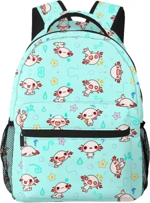 Axolotl Kawaii Cute Backpack For School Laptop Bags Bookbag Big Casual Daypack For Student Girls Boys Kids Teens Travel Sports Work
