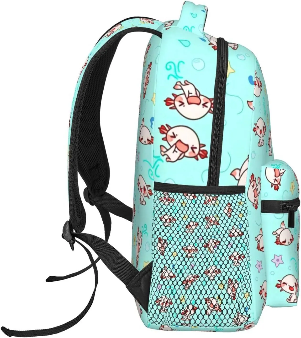Axolotl Kawaii Cute Backpack For School Laptop Bags Bookbag Big Casual Daypack For Student Girls Boys Kids Teens Travel Sports Work