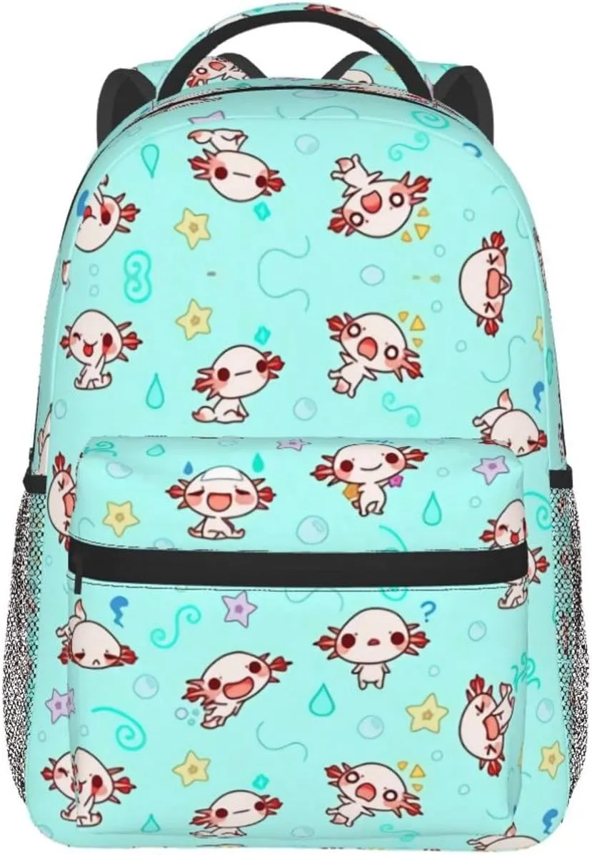 Axolotl Kawaii Cute Backpack For School Laptop Bags Bookbag Big Casual Daypack For Student Girls Boys Kids Teens Travel Sports Work