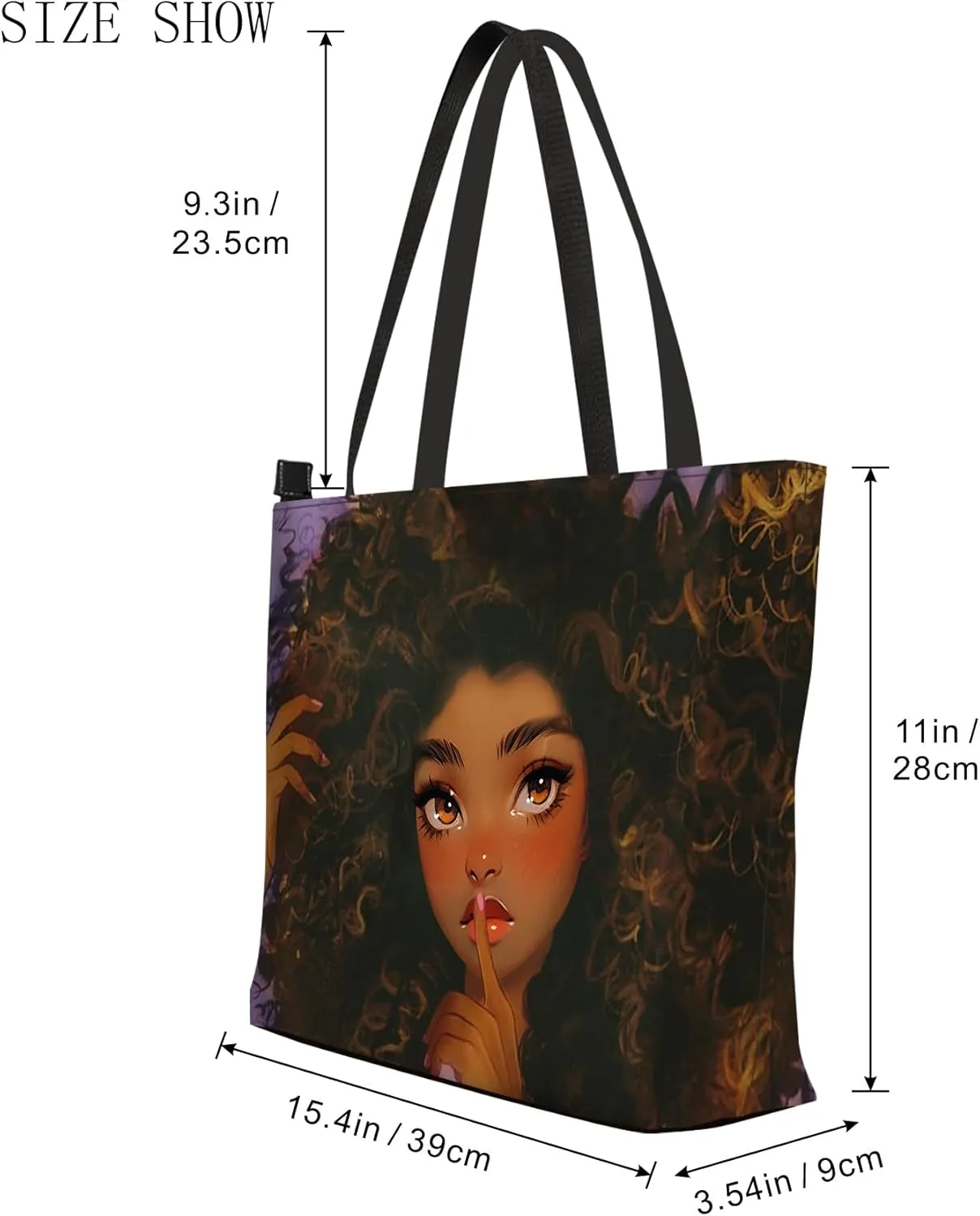 AZPSRT Tote Bag for Women African American Shoulder Handbag Large Capacity Work Fit 15.4 Inch/17.7inch