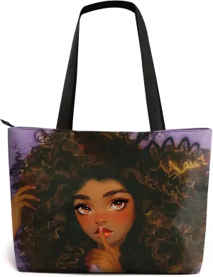 AZPSRT Tote Bag for Women African American Shoulder Handbag Large Capacity Work Fit 15.4 Inch/17.7inch