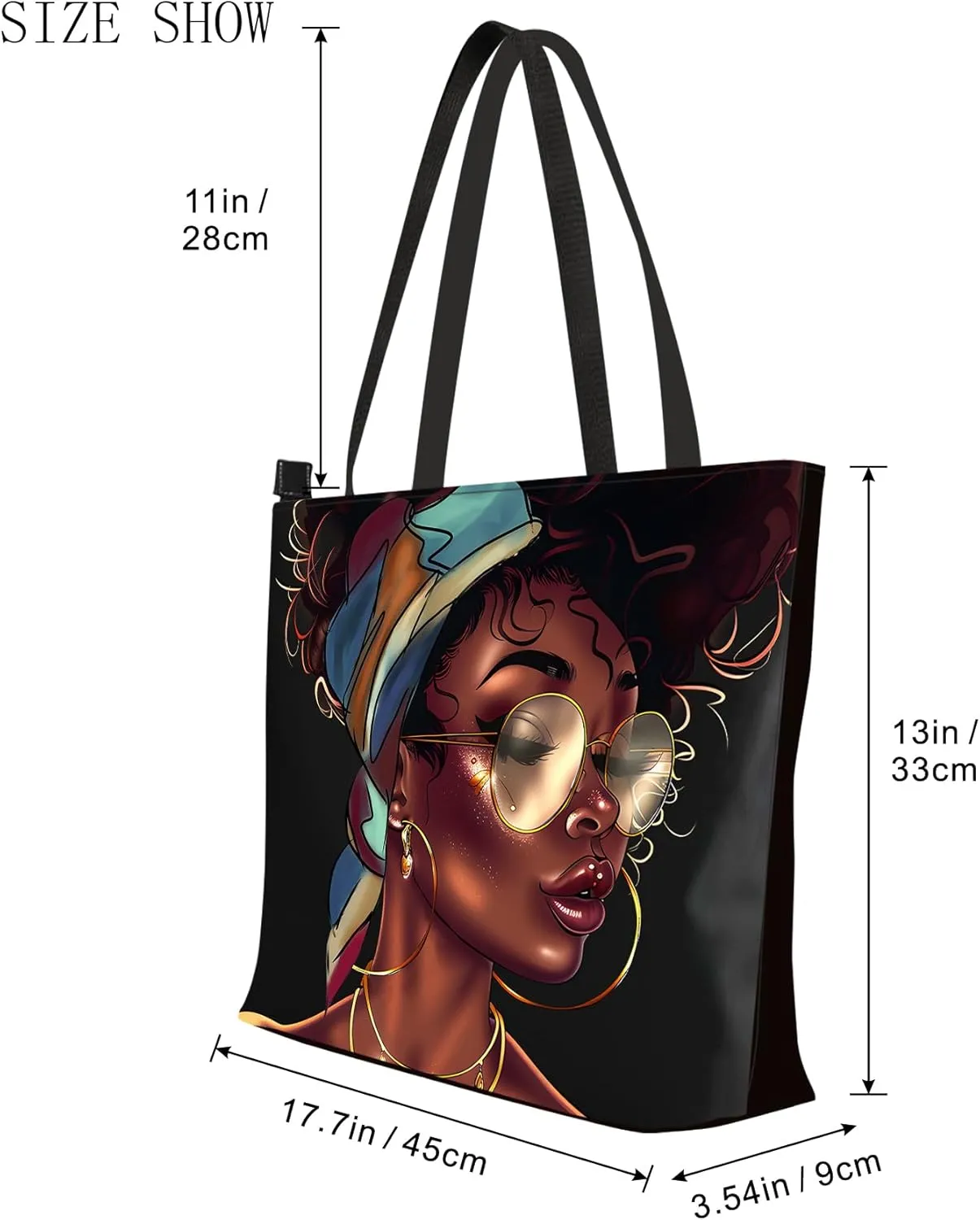 AZPSRT Tote Bag for Women African American Shoulder Handbag Large Capacity Work Fit 15.4 Inch/17.7inch