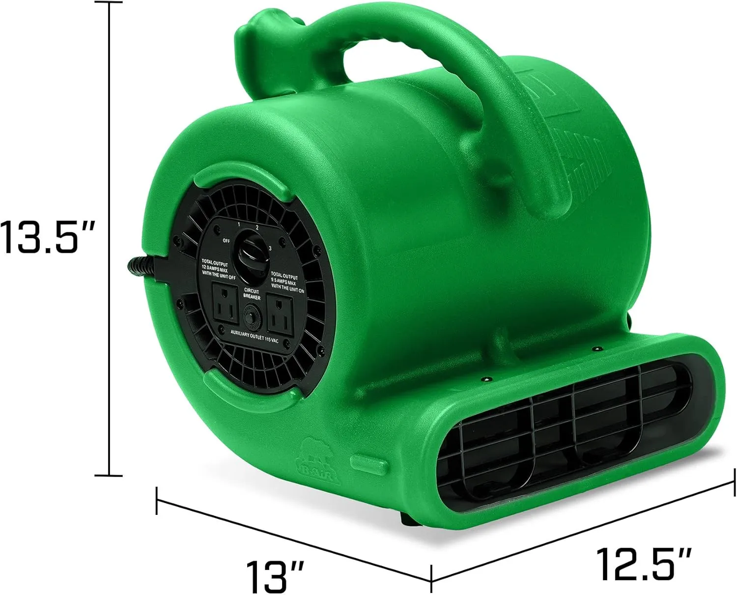 B-Air VP-25 1/4HP Blower Floor Fan, High Velocity Heavy Duty Industrial Air Mover, Utility Electric Carpet Dryer, Water Damage Equipment, Green