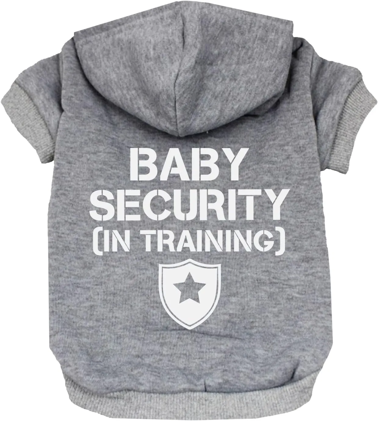 Baby Security in Training Pullover Fleece Lined Dog Hoodie with Leash Hole Sweatshirt (Grey)